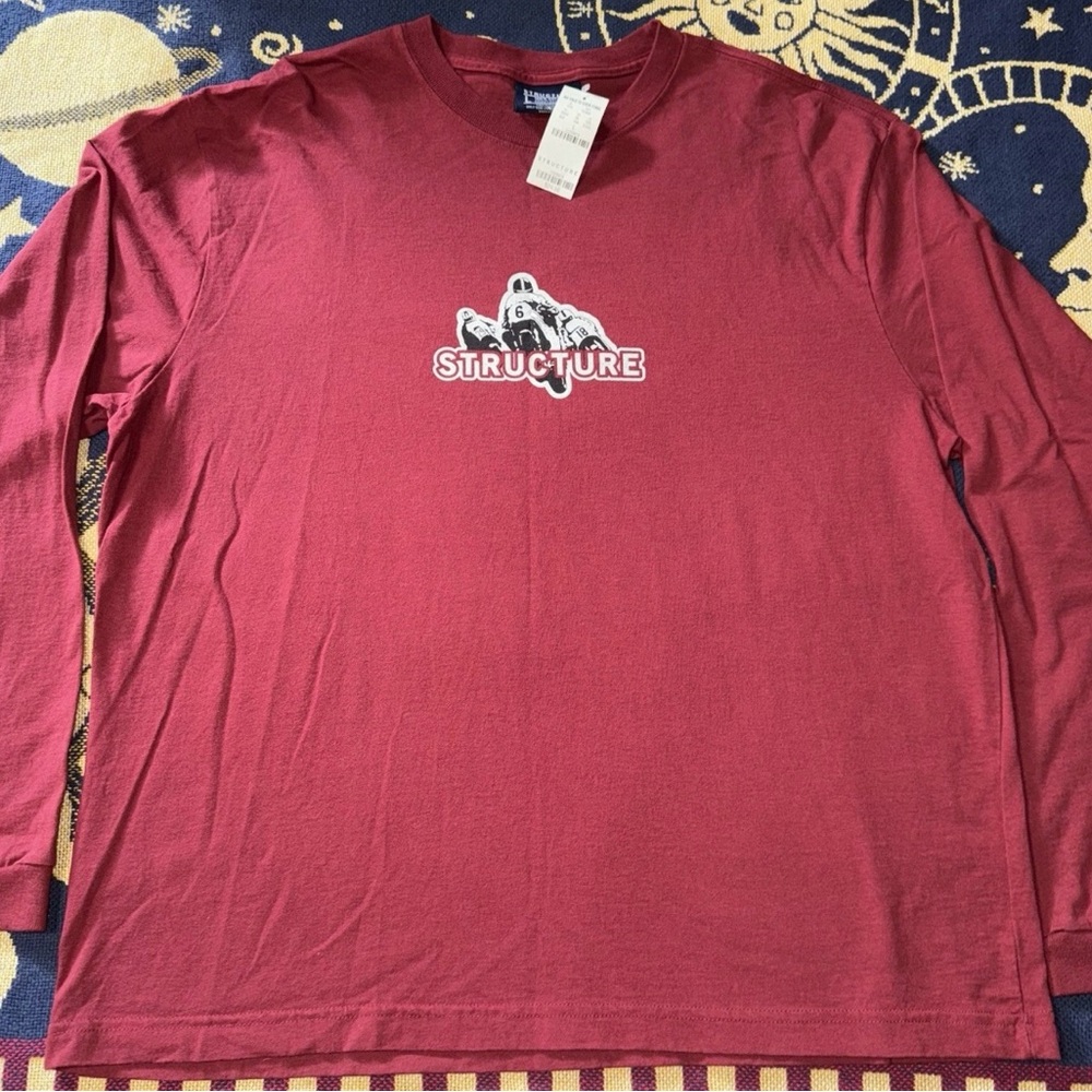 Vintage Structure Motorcycle Racing Long Sleeve T-Shirt Size Large New With Tags